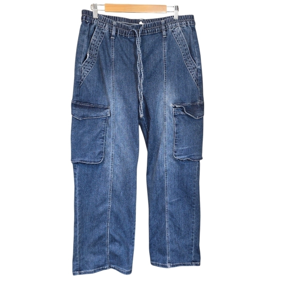 Madden NYC Wide Leg Cargo Drawstring Waist Skater Jeans Size XL - Picture 4 of 14